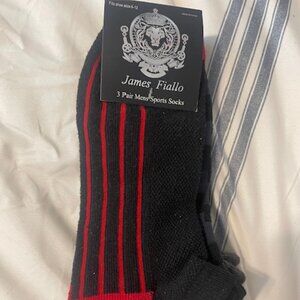 NEW: James Fiallo 3 Pair Men's Ankle Sports Socks Red/Black Combo